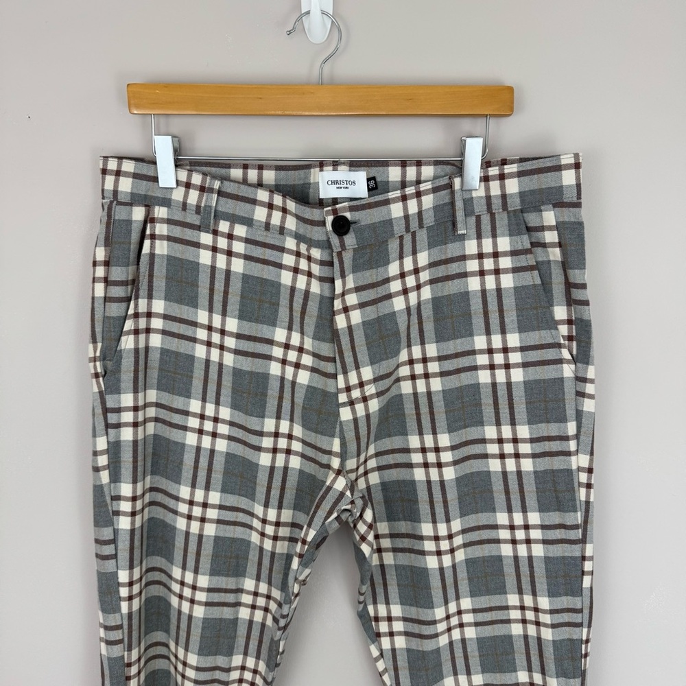 Christos New York "The Summit" Gray Plaid Trousers Men’s Size 36 - Picture 3 of 7